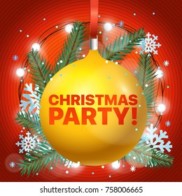 Lets party. Merry Christmas and Happy New Year party announceme