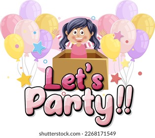 Lets party message for banner or poster design illustration
