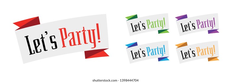 Let's party on ribbon / white background