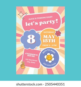 Let's Party Retro Groovy Invitation