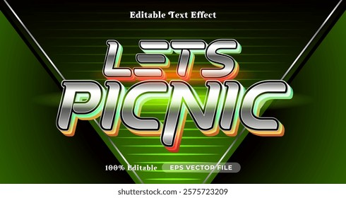 lets picnic text effect, Robotic graphic style editable text