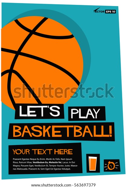 Lets Play Basketball Flat Style Vector Stock Vector (Royalty Free ...