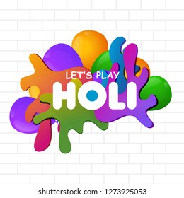 Vamos a reproducir texto holi sobre fondo de salpicadura de color se puede usar como afiche o diseño de plantilla.
