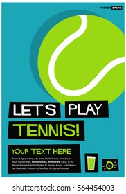 Let's Play Tennis (Flat Style Vector Illustration Sports Poster Design) with Text Box Template