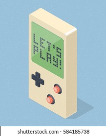 Lets play video games concept. Retro geek gaming gamepad. Isometric vector illustration.