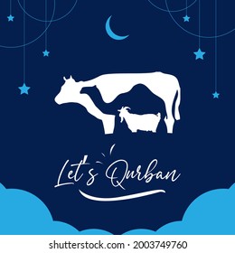 Let's qurban greeting card idul adha muslim celebration
