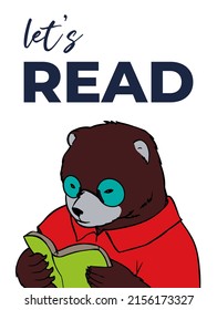 lets read printable wall art little bear reading book Educational Posters  ,Home school Printables Playroom prints ,Montessori Classroom Decor, Education Learning Posters