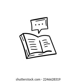 Let's read vector line icon doodle. Reading book hand drawn illustration drawings