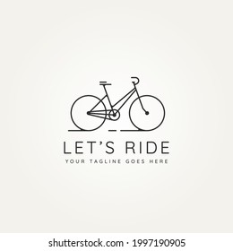 let's ride bicycle minimalist line art icon logo template vector illustration design. simple modern bike, cycle, vehicles logo concept inspiration