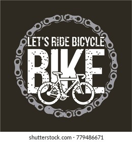 lets ride bike round chain retro style dark background