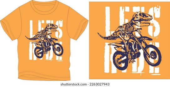 
lets ride dinosaur graphic design vector illustration