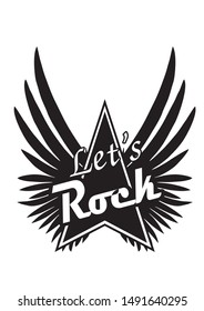 let's rock black icon vector