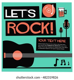 Let's Rock! (Flat Style Vector Illustration Quote Poster Design)