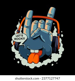 Lets rock hand vector illustration