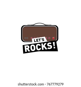 Let's rock icon, sticker, and badge for music event