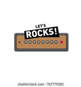 Let's rock icon, sticker, and badge for music event