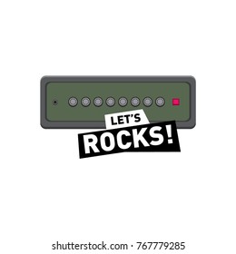 Let's rock icon, sticker, and badge for music event