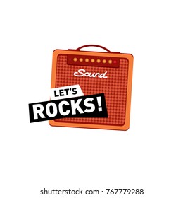 Let's rock icon, sticker, and badge for music event
