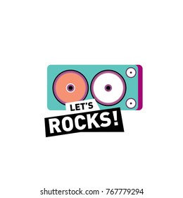 Let's rock icon, sticker, and badge for music event