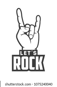 Let's Rock logo. Retro badge, emblem