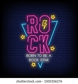 Let's Rock neon signs style text vector