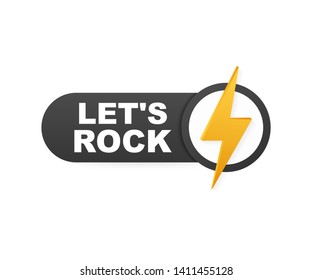 Let's Rock poster. Vector typographic quote for rock festival or concert design. Vector stock illustration.