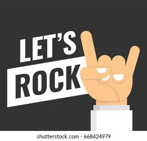 Let's Rock poster. Vector typographic quote for rock festival or concert design. Can be printed on T-shirts, bags, posters, invitations, cards, etc. 