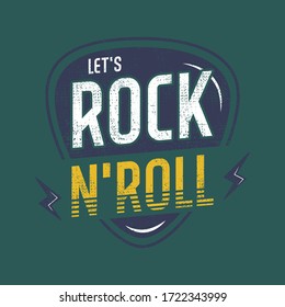 LET'S ROCK AND ROLL, SLOGAN PRINT VECTOR