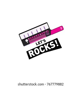 Let's rock sticker, badge and icon for music festival