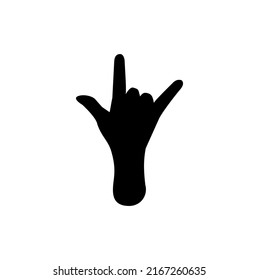Vamos a hacer tipografía. Gesto de rock a mano. Silhouette vectorial.