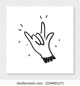 Let's rock typography. Rock on hand gesture symbol in hand drawn style isolated. Vector EPS 10