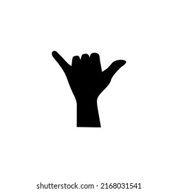 Let's rock typography. Y alphabet hand gesture. Vector silhouette.