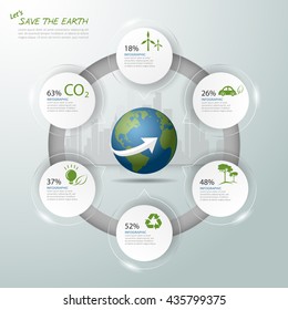 Let's save the Earth, Ecology concept infographics, Ecology icon, Ecology template vector illustration.