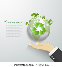 Let's save the Earth, Ecology concept infographics vector illustration.