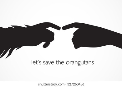 let's save the orangutans (silhouette)