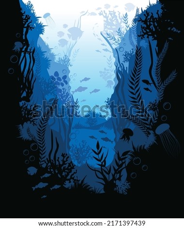 Let's save our oceans. World oceans day design with underwater ocean, Plastic Bottle, Fish, sea plants. Environment protection illustration. Environment day.beat plastic pollution