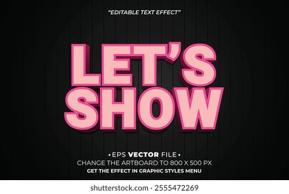 Lets Show 3d text effect editable effect