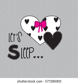Let's sleep with hearts vector illustration
