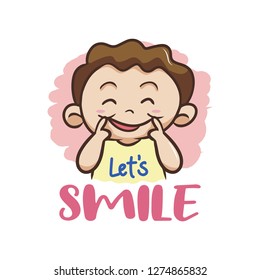 Let's Smile! with Kid Character Vector Illustration - Vector