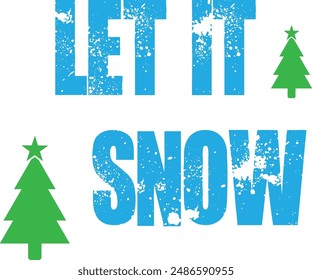 Let's snow. Hand lettering template. For holiday design, postcard, invitation, banner, poster. Modern calligraphy. Vector illustration EPS10.