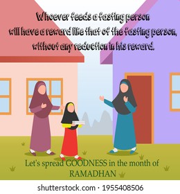 "Let's spread goodness in the month of Ramadhan" Vector design illustration