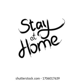 Let's stay home. Vector quote, handwritten with brush.