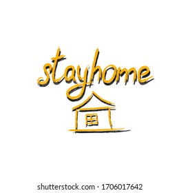 Let's stay home. Vector quote, handwritten with brush.