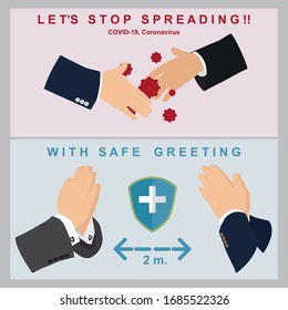 Let's stop spreading COVID-19 with safe greeting