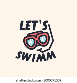 Let's swimm logo illustration. summer vibes.