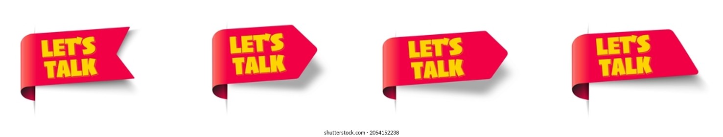 Let's talk banner set with lettering, vector illustration on white background.