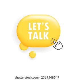 Let's talk button. Flat, yellow, cursor on the button, let's talk button. Vector icon