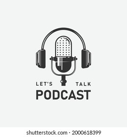 Lets talk podcast logo design template isolated on white background
