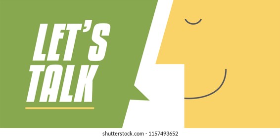 Let's talk speech bubble vector illustration. Man saying Let's talk. Business and Digital marketing concept for website and banners promotions