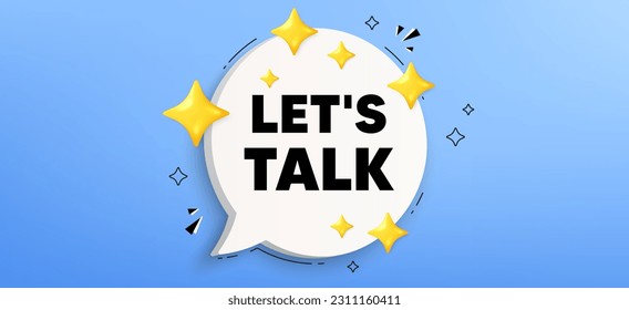 Hablemos de ello. Cartel de la burbuja del discurso de chat. Conectar el signo de oferta. Símbolo de conversación. Hablemos de un mensaje de burbuja de palabras. infografía de la caja de llamadas. Vector
